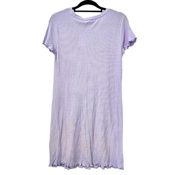 Elodie Waffle Knit Lettuce Hem Short Sleeve Dress - Picture 7 of 8